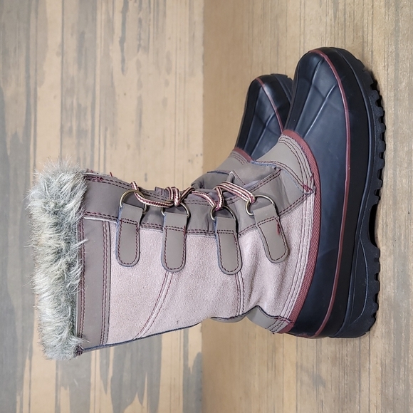 Khombu Shoes - Khombu Tan Suede Black Rubber Duck Toe Women's Winter Snow Boots